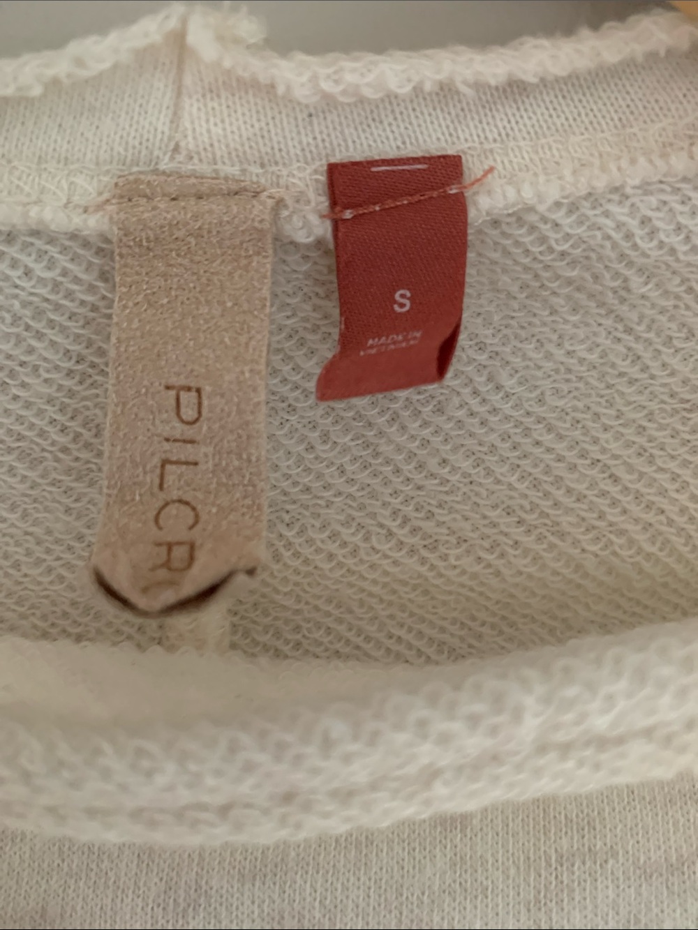 Anthropologie Pilcro Corset Sweatshirt Cream Small Neutral Minimalist Casual - Picture 5 of 9